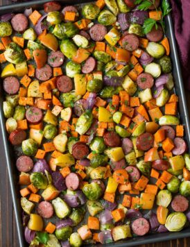 Autumn Sausage Veggie and Apple Sheet Pan Dinner