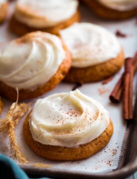 Pumpkin Cookies with Cream Cheese Frosting