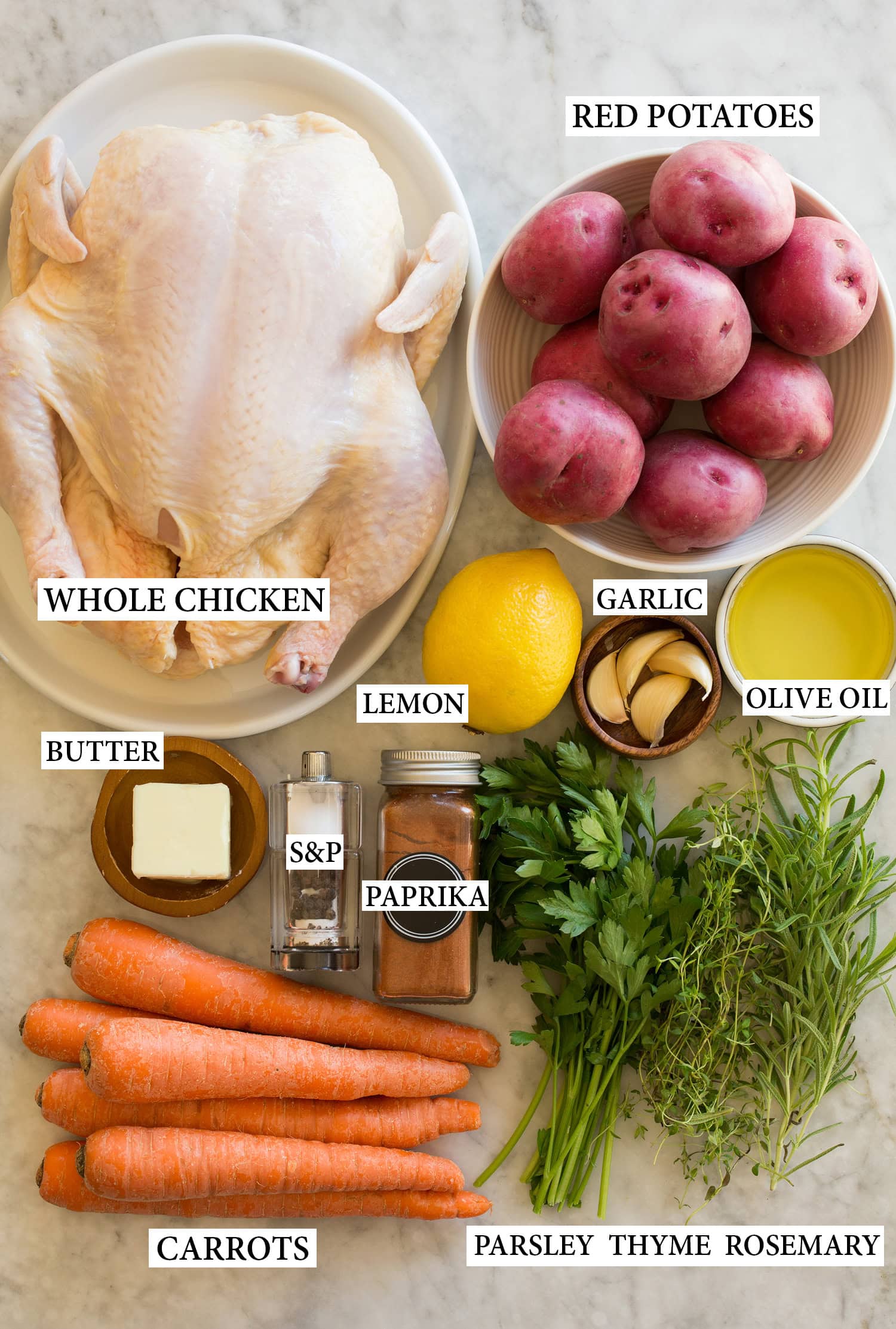 Ingredients used to make spatchcock chicken.