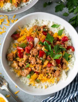 Unstuffed Pepper Bowls with Cauliflower Rice